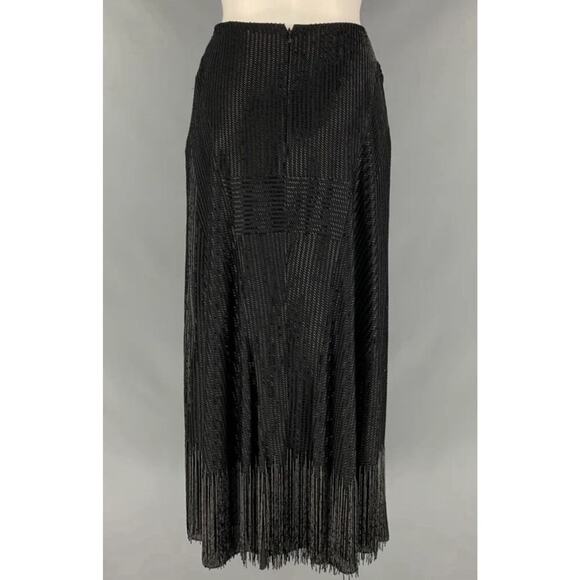 Ralph Lauren Collection Purple Label Beaded Skirt Black Silk Fringe Midi Runway - Picture 11 of 11